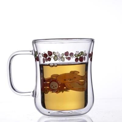 China BB95966 Sustainable Custom Coffee Double Wall Glass Mug With Handle for sale