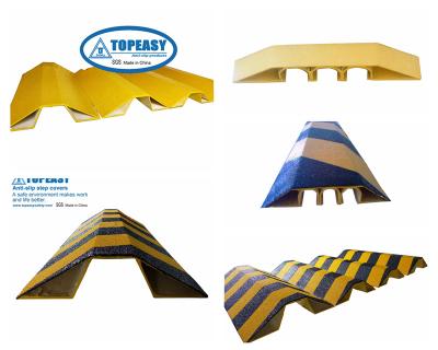 China TOPEASY Anti slip FRP products fiber glass Pipe Cable Covers Glass fiber Hose Pipe Ramps gritted  surface for sale