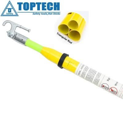 China 35' Telescopic Triangle HotStick link stick Fiberglass Telescopic FRP Triangle Hot Stick Insulated Operating Stick for sale