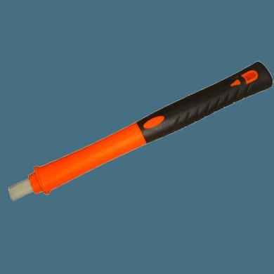 China FH33 sledge hammer replacement fiberglass handle, orange black color, plastic coated with TPR soft grip for sale