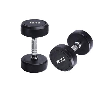 China Eco-friendly Pro-Steel Fixed Round TPU CPU PU Dumbbell for sale