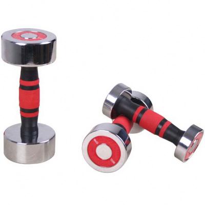 China Plastic Dip In Dumbbell High Quality Fashionable Chromed Rubber Dumbbell With Rubber Grip And Rubber Ring for sale