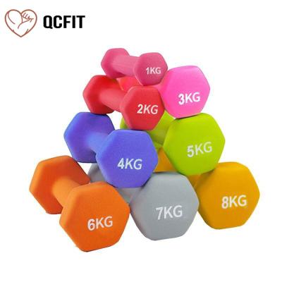 China Professional Gym Bodybuilding Weightlifting Hexagon Color Vinyl Dumbbell for sale