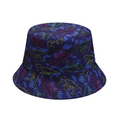 China Fashion\Double Sided Fisherman Hat Sun Protection Factory Cartoon Dinosaur Pattern Fisherman Hat Custom Made Comfortable\Durable Outdoor Leisure Sun Hat for sale