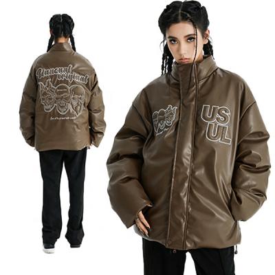 China Waterproof Custom Design Color Bulk   Embroidery Skull  Motorcycle Leather Jacket for sale