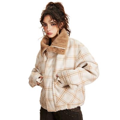 China QUICK DRY OEM custom designed High street woolen plaid men's jacket shirt jacket  Oversize Casual Warm Thick Puffer Jacket for sale