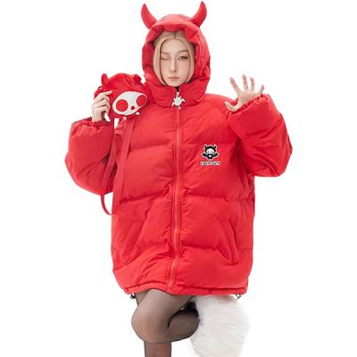 China QUICK DRY Little Devil custom polyester warm thickened foam plain puffy cotton coat down jacket for men and women for sale