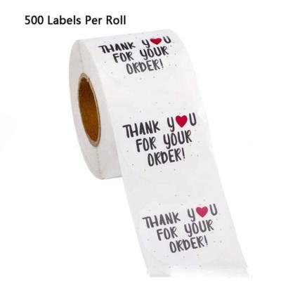 China White Custom Eco-Friendly Thank You For Your Order Printed Stickers Roll For Small Business Sticker Roll And Gifts Box Bag Seal Label for sale