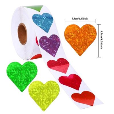 China Eco-friendly Existing Design 38mm Stock Labels Stickers Roll, Love Valentines Gifts Box / Envelopes Heart Shape Sealing Stickers for sale