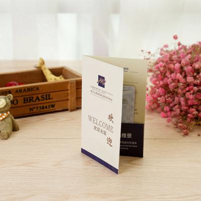 China Biodegradable Custom Printed Paper Hotel Key Card Envelopes Printing, Hotel Room Key Card Sleeve Folder Package Printing Service for sale