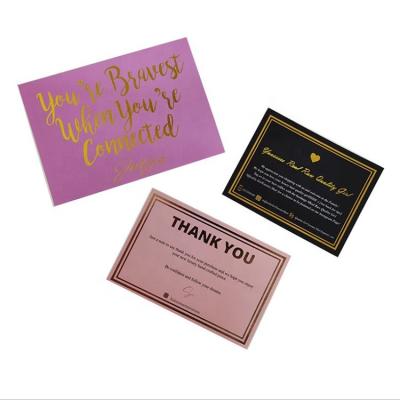 China High Quality Custom Creative Personalized Recyclable Printable Thank You Cards Gold Foil Product Information Leaflet Thank You Cards/Notes for sale