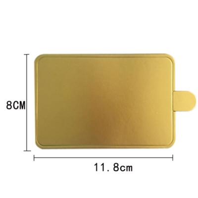 China Recyclable custom made golden rectangle and square mini cake baords with handle, pastry cake trial cake based packaging for bakery shop / stores for sale