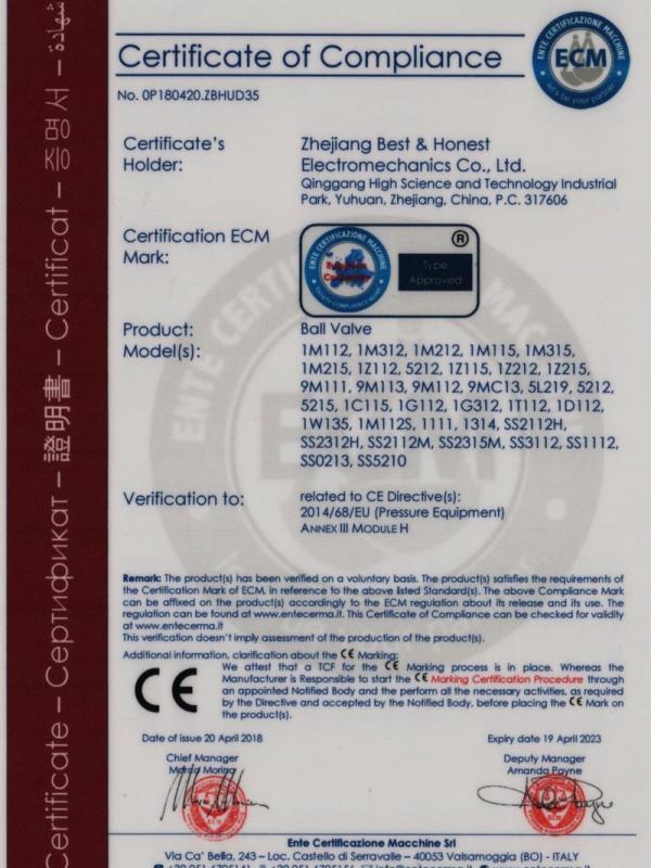 CE - Zhejiang Best & Honest Electromechanics Co., Ltd.