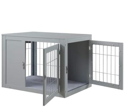 China Furniture Style Breathable Dog Box with Cushion Table, Wooden Steel Wire Pet Kennel and Cat House for sale