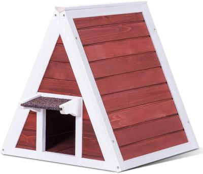 China Breathable Outdoor Wooden Rabbit House Wooden Cat House Cat House Rabbit Cage Triangular Cat Nest With Escape Door for sale