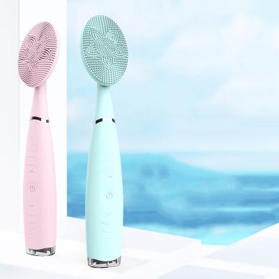 China Acne Treatment Beauty Facial Instrument Silicone Vacuum Ultrasonic Waterproof Face Wash Remover for sale