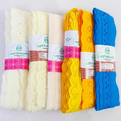 China Ambient 5CM Stocks Wholesale High Quality Soft 100% Cotton Eyelet Lace Trim Wave Edges For Women Dress for sale