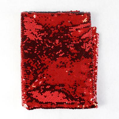 China Sustainable Red Fish Scale Flip Piece Covered With Sequin Embroidered Fabric for sale