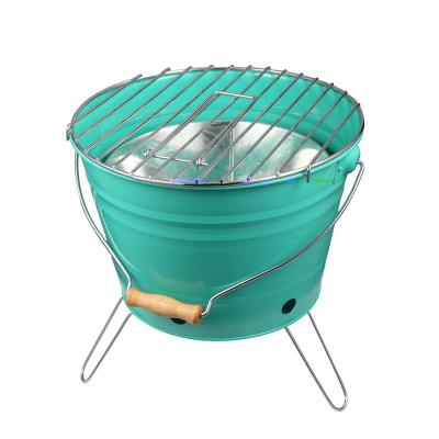 China Easily Assembled Small Bucket Grill Portable BBQ Charcoal BBQ Grill For Pinique Grill Outdoor Camping for sale