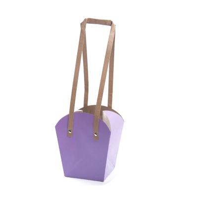 China Hot Seller Wholesale Recyclable Kraft Paper Flowers Bag With Box Paper Hand Held Packaging For Gift for sale