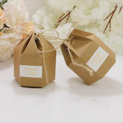 China Creative Recyclable Wrapping Paper Candy Gift Box Lantern Hexagon Shape Wedding Favors Cake Gift Packaging Boxes Favor Box for sale