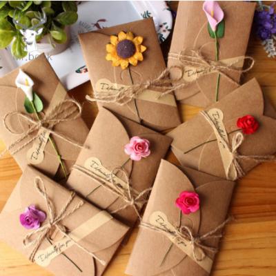 China Europe DIY Kraft Paper Invitation Greeting Card with Handmade Dry Envelope Flower Wedding Party Invitation Envelopes for sale