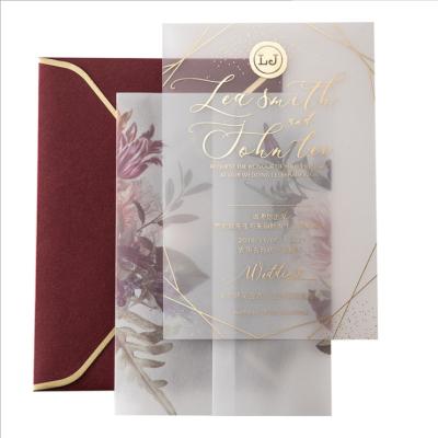 China Handmade Custom Acrylic Wedding Card Wholesale Europe Invitation Card Luxury Wedding Invitation Card for sale