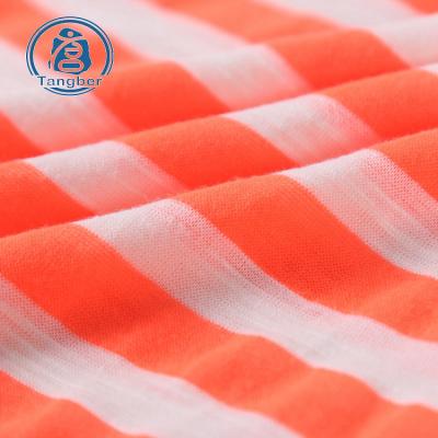 China Tear-Resistant Yarn Dyed Striped Knit Fabric 50S 100% Polyester Jersey Rope Fabric For T Shirt for sale