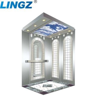 China 304 Stainless Steel Contemporary Etching Mirror Cabin 6 Person Passenger Elevator for sale