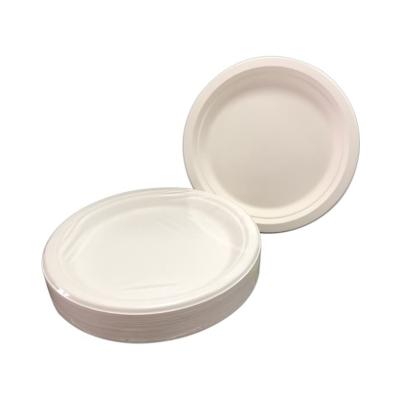 China biodegradable & Eco-Friendly Biodegradable Disposable Compostable Sugarcane Bagasse Paper Pulp Round Dinner Food Dish Tableware Set For Party for sale