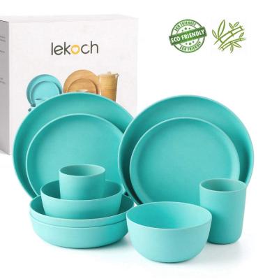 China Safe and Environmentally Friendly Children's Disposable Tableware Sets Bamboo Material Tableware Biodegradable Fiber Tableware Sets for sale