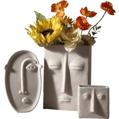 China Central Institute of Statistics Nordic Minimalist Creative Ceramic Vase Dried Flower Decoration Soft Face Flower Living Room Art Home Decoration for sale