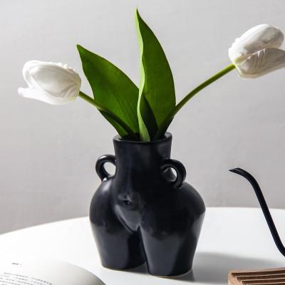 China Amazon Contemporary Hot Selling Central Institute of Statistics Nordic Body Shape Creative Ceramic Vase Dried Flower Arrangement Artistic Home Decoration for sale