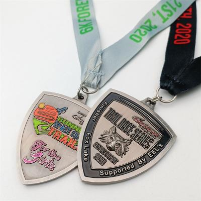 China Europe Customized Logo Sports Metal Medal Sports Medals And Ribbons Sporting Blank Trophies And Medals for sale