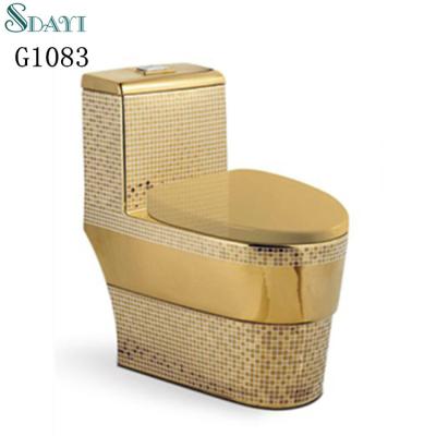 China Double-Flow Ceramic Gold Plated Toilet Bowl Toilet Seat WC Bathroom Golden Gold for sale