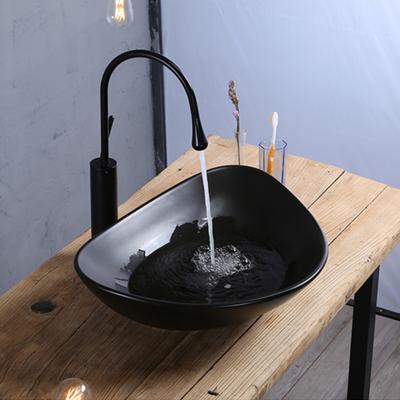 China Industrial Matte Black Color Bathroom Basin Art Wash Sink Ceramic Matte Black Wash Basin for sale