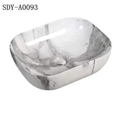 China New Design Traditional Ceramic Sanitary Ware Color Basin Marble Basin Stone Wash Basin for sale