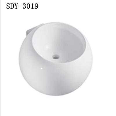 China 2021 New Design Contemporary Round Egg Shape Ceramic Wall Hung Wall Mounted Wash Basin Bathroom Wash Sink Price for sale