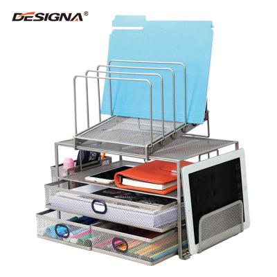 China Viable Home Office Bookends Books Rack Metal Wire Mesh Letter Tray Organizer Desk Paper Sorter Mail Tray File Organizer for sale