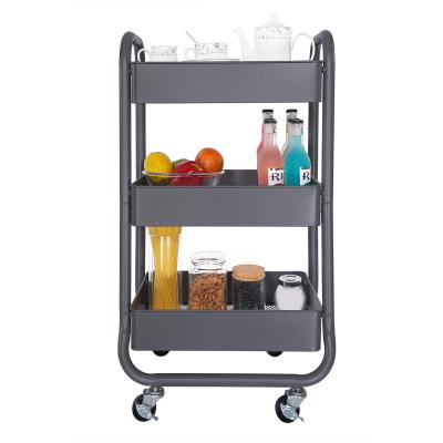 China With 360 Degree Wheel Storage Cart 3 Tier Square Movable New Strong Utility Rolling Cart Storage Shelf Roll Cart for sale