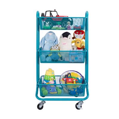 China With 360 Degree Wheel Kitchen Use Cart Cart Universal Storage Steel Vegetable Mobile Metal Trolley 3 Tier Serving Rolling Cart for sale