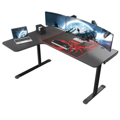 China Ergonomic Hot Selling Eureka 60 Inch Large Size Gaming Workstation PC Desk Mesa Gamer RGB Led Gaming Table PC Desk With Led Light for sale