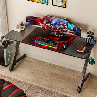 China 60 Inch Large Size Designa 60 Inch Computer Table Computer Desk RGB Reversible Z-Shaped Gaming Desk With Led Lights For Game for sale