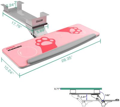 China 15Â ° ADJUSTABLE ANGLE and 360Â ° EUREKA ERGONOMIC Adjustable Gray Angle Plastics Rotation Adjustable Under Desk Slide Out Keyboard Tray with Mouse Pad for Computer Desk Table for sale