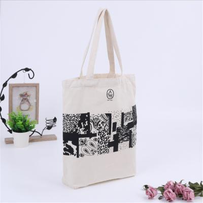 China Durable Fashionable Promotional White Cotton Fabric Handled Shopping Bag for sale