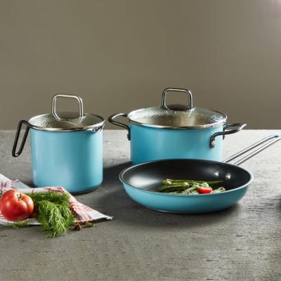 China Sustainable Premium Quality 5 Pieces Sauce Pan Pots and Non Sauce Stick Frying Pan Cookware Set Cooking for sale