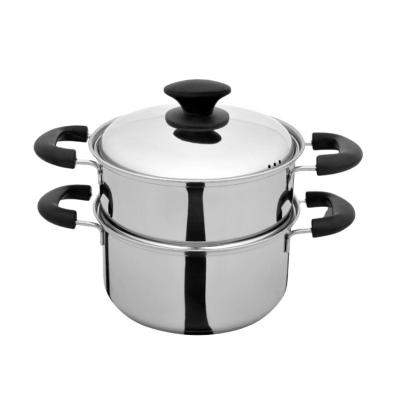 China Sustainable 18cm Stainless Steel Steamer Cooking Pot With Bakelite Handle for sale