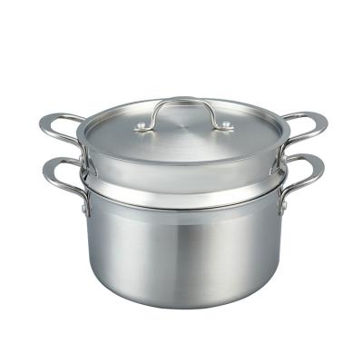 China High Quality Viable 2 Layer Saucepot Induction Gas Use Double Boiler Stainless Steel Steam Pot With Rivet Handle for sale