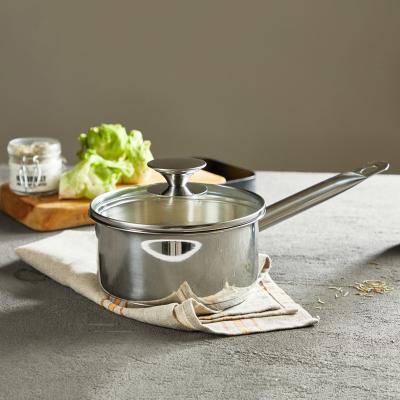 China Wholesale Trivially Sustainable 304 Stainless Steel Whey Sauce Pan Pot 16cm With Designed Handle for sale