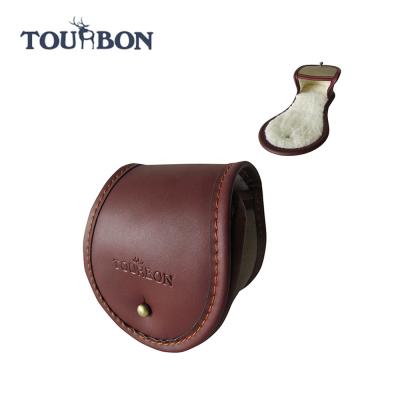 China Innovative Reel Tourbon Fishing Reel Cover Pouch / Case Real Canvas & Leather Large Size Fly Fishing 9*9.5*6.5CM FA061CASL One-Layer for sale